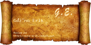 Güns Erik névjegykártya